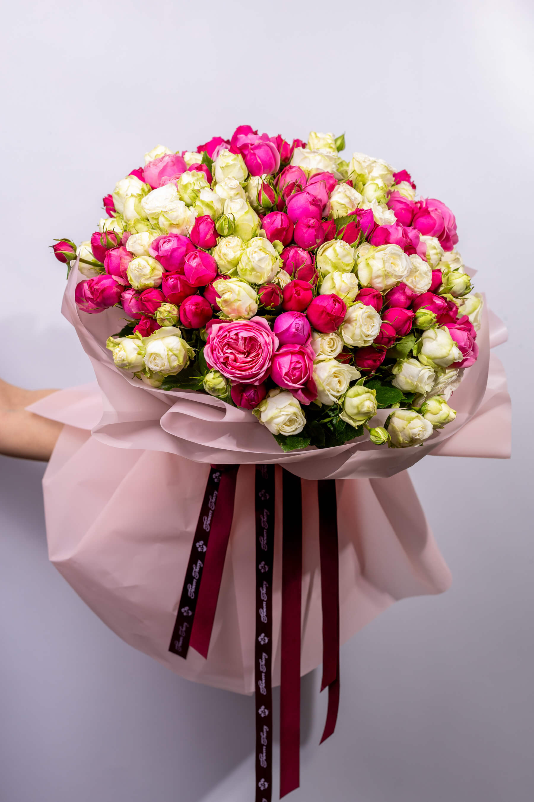 Blush Garden Bouquet - Pink & White Spray Peony Roses - Image 1 of 2 | Flowers Theory