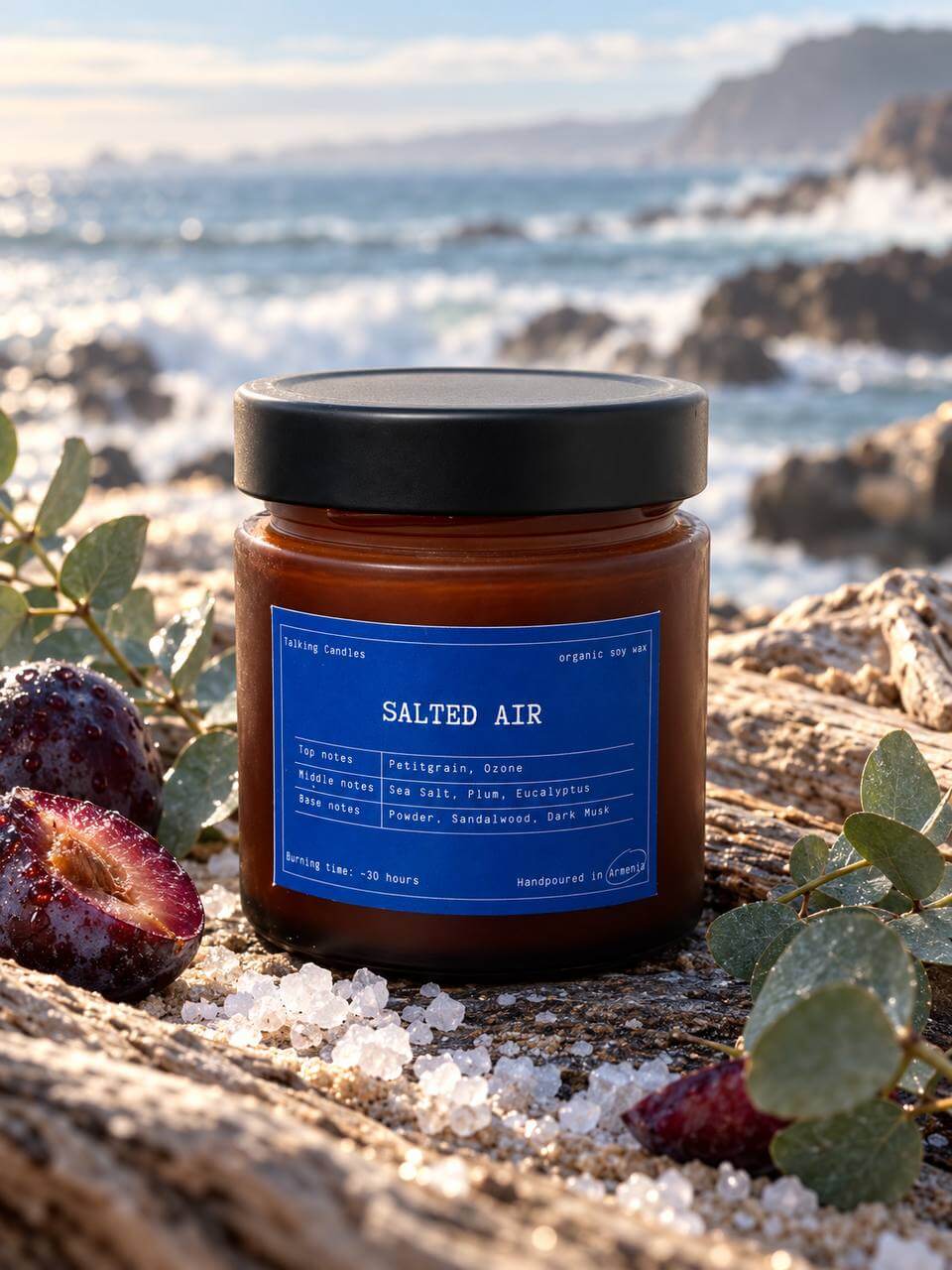 Salted Air Scented Soy Wax Candle - 30-Hour Burn Time - Image 1 of 1 | Flowers Theory